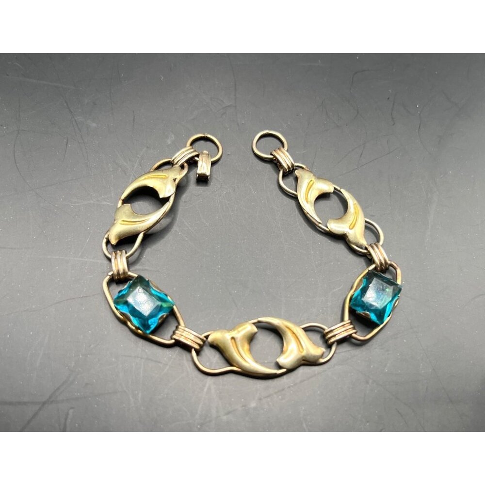 Vintage Simmons 1/20 12k Gold in Sterling Silver Blue Faceted Stones 7”